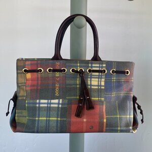 Vintage Dooney & Bourke Patched Plaid Madras Ladybug Satchel